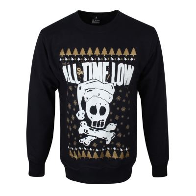 All Time Low Sweat-Shirt Noël Crâne Bleu Marine Sous Licence Officielle