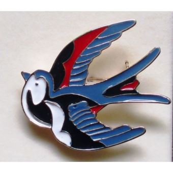 Broche Hirondelle Vintage En Argent Massif - Bijou Ancien