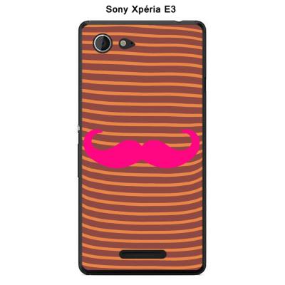 Coque Sony Xpéria E3 - Marinière Moustache - 4 Rose Intense