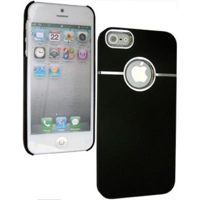 Coque rigide Chrome noire pour iPhone 5 film protecteur écran.