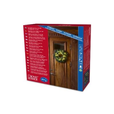 KONSTSMIDE 2754-000 COURONNE SAPIN ARTIFICIEL DÉTECTE CRÉPUSCULAIRE ET DURÉE + 40 LED BLANC CHAUD 1,5 V