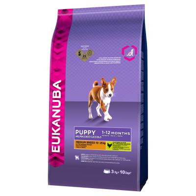 Comparer les prix de Eukanuba Croquettes Pour Chiots De Race Moyenne - 100% Complet Et Équilibré- Sans Arôme Artificiel Ajouté - Au Poulet - 3kg