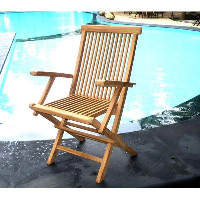 Fauteuil en teck de jardin finition brute modèle pliant