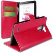 Caseink - Coque Housse Etui Portefeuille Folio Stand LG G3 Cuir Eco Retro Veiné Fuchsia + Film HD