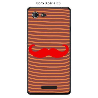 Coque Sony Xpéria E3 - Marinière Moustache - 4 Rouge Intense