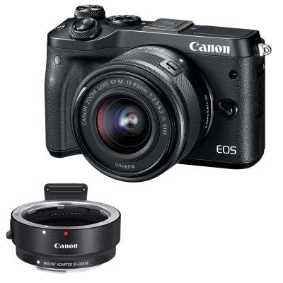 CANON eos m6 + 15-45 noir + bague d'adaptation