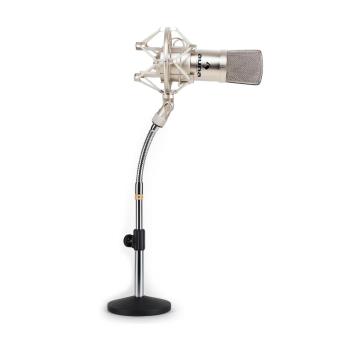 Set micro studio avec micro XLR argent et pied de table - 1