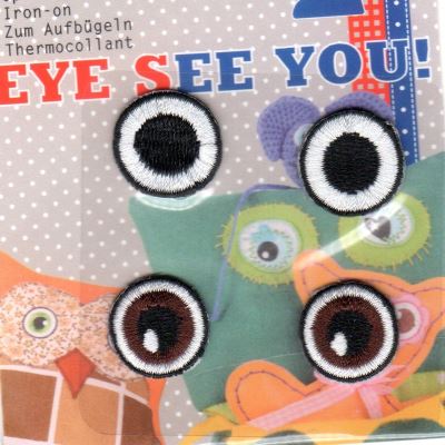 Ecusson Thermocollant 2 paires d' YEUX ronds 2 x 2 cm chaque oeil