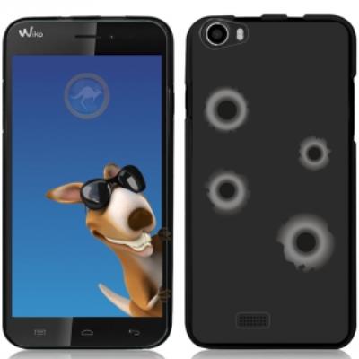 Coque Souple en gel noire pour Wiko Lenny avec impression Motifs impacts de balle