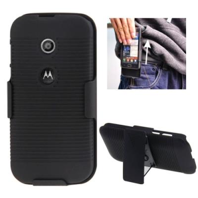 Motorola Moto E / XT1021 Coque Housse Plastique Noir Clip ceinture