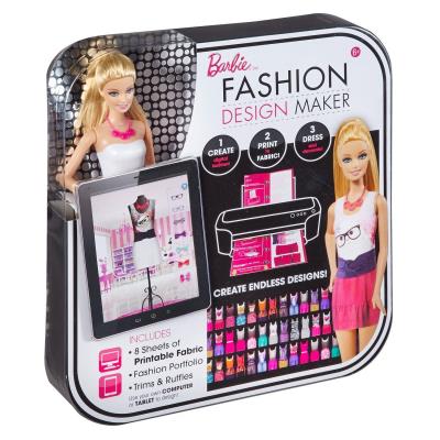 Barbie - Atelier de Mode - Poupée Mannequin 29 cm + Tissu Imprimable