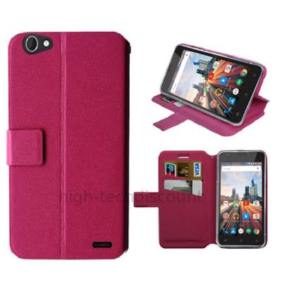 Housse etui coque pochette portefeuille pour Archos 55 Helium Plus - ROSE