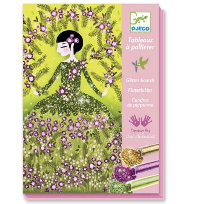 Kit loisirs creatifs Djeco Tableaux à paillettes Robes de rêves Enfants 7 à 13 ans
