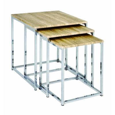 Haku möbel 33083 lot de 3 tables gigognes chromé/chêne clair 39 x 39 x 42 cm