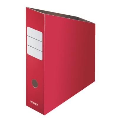 Leitz - porte-revues, format a4, en délicat carton ondulé, rouge, capacité: 76 mm, avec grand espace pour étiquettes ettrou de p