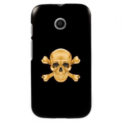 Coque noire pour Motorola Moto E impression crâne doré