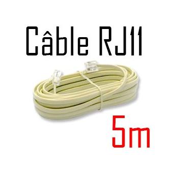 CÂBLE ADSL, RJ11, M / M, NOIR, 5M + (FILTRE ADSL, BLANC)