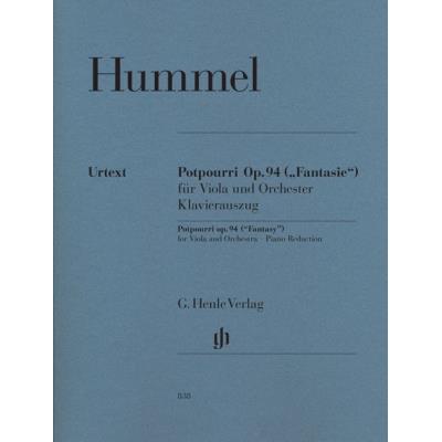Partitions classique HENLE VERLAG HUMMEL J.N. - POTPOURRI (FANTASIE) OP. 94 FOR VIOLA AND ORCHESTRA Piano