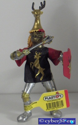 PLASTOY - Chevalier au cimier cerf noir et or (sans cheval)