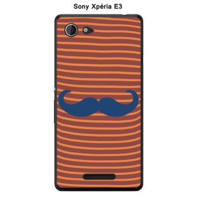 Coque Sony Xpéria E3 - Marinière Moustache - 4 Classic Blue