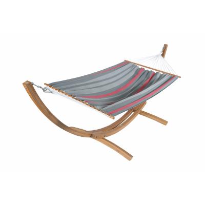 JOBEK - Set Maracana hamac à barres rayures rouge gris écru et support Arc bois 320