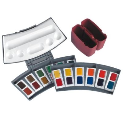 Pelikan - boîte de couleurs aquarelles détudes 725 d 24, 24 couleurs, 2 gobelets à eau , avec palette de mélange (807727 721894