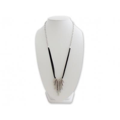 Collier fantaisie épi argenté strass bijou fantaisie pas cher pendant