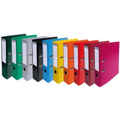 Classeur à levier Exacompta format A4 maxi (interieur/exterieur) - Dos 5 cm - Couleurs vives assorties - Carton de 10