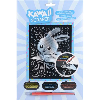 Tableau scraper à  gratter argent kawaii lapin planneur - scraper