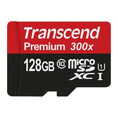 Transcend 128 go carte mémoire microsd classe 10 uhs-i 300x avec adaptateur ts128gusdu1