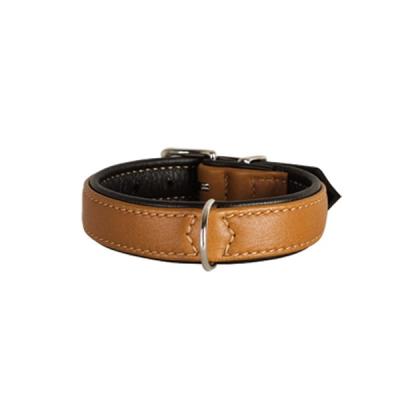 Collier canadien hunter en cuir d'élan cognac et noir taille 55 longueur 42-48 cm largeur 36 mm