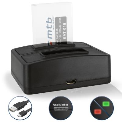 Double Chargeur (USB) NB-5L pour Canon PowerShot SD700 IS, SD790 IS, SD800 IS, SD850 IS, SD870 IS, SD880 IS, SD890 IS, SD900, SD950 IS, SD970 IS, SD990 IS