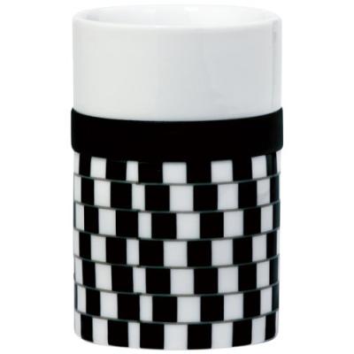 PO SELECTED ILLUSION MUG À THÉ/CAFÉ PORCELAINE/SILICONE BLANC/NOIR 7,3 CM X 7,3 CM X 11 CM