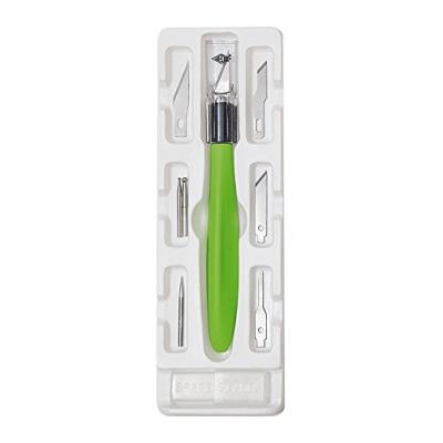 Wedo 78 72199 cutter couteau pour loisirs créatifs comfortline avec poignée douce, 5 lames de précision, 1 alène perçante, 2 c