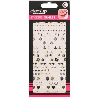 GLAM UP - Stickers Nail Art Grande Carte - Thème : Amour Marin Fleur Symbole