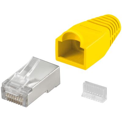 Wentronic fiche modulaire rj45 blindée et protégée jaune goobay 68745