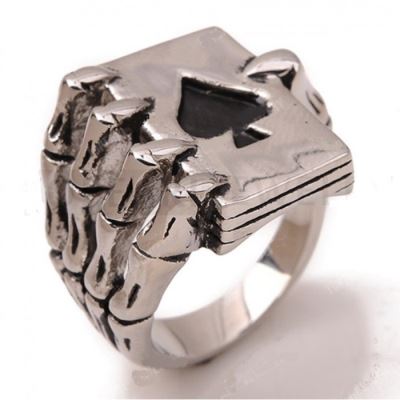 bague main squelette et as de pique 12us chevaliere homme biker