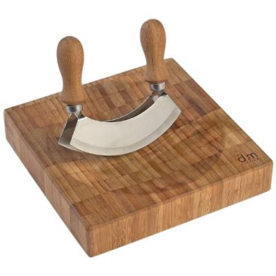 Dm creation 00130 hachoir avec double lames et socle bambou 20 x 20 x 4 cm