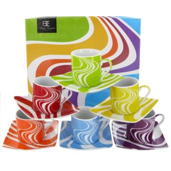 Coffret 6 Tasses Expresso Et Soucoupes Colores Sensy Bruno