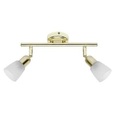 BRILLIANT 5531318 PLAFONNIER 2 LUMIÈRES SOFIA LAITON ET VERRE ALBÂTRE