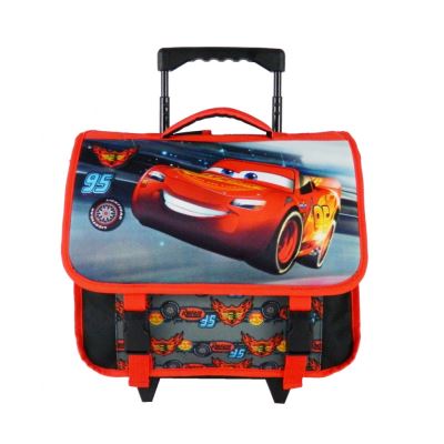 Cartable à roulettes Disney Cars McQueen 38cm Noir et Rouge