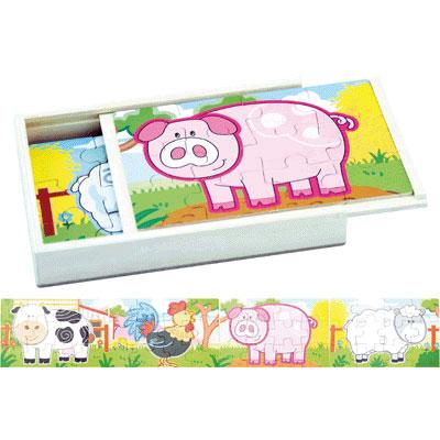 Puzzles panoramiques 4 en 1 animaux de la ferme - Lot de 4