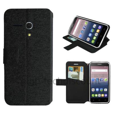 Housse etui coque pochette portefeuille pour Alcatel One Touch Pop 3 (5.5) - NOIR