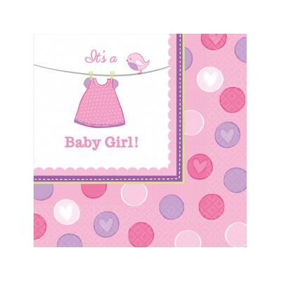 Serviettes Baby shower fille (x16)