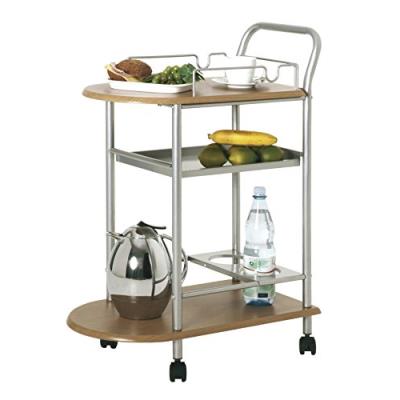 Haku möbel 40027 chariot de cuisine tube d'acier aluminium/hêtre