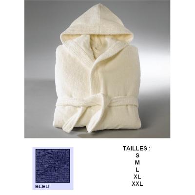 Peignoirs adulte capuche 100% coton 350 gr marine
