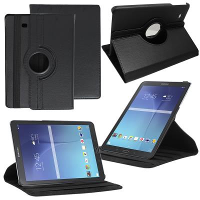 Housse avec support Et Rotative 360° en cuir PU pour Samsung Galaxy Tab E 9.6 T560 T561 - NOIR