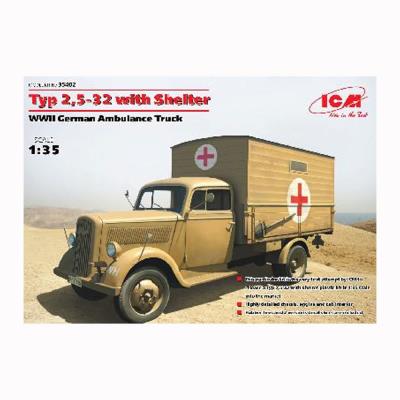 Maquette camion ambulance armée allemande 2ème gm opel blitz type 2,5-32 (1,5 tonne) icm