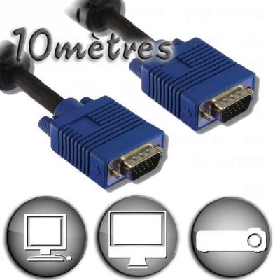 Cordon VGA HD15 M M 2 ferrites 10m