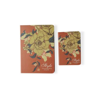 NOVAGO Lot de 2 Blocs Notes motif fleuri ( marron )